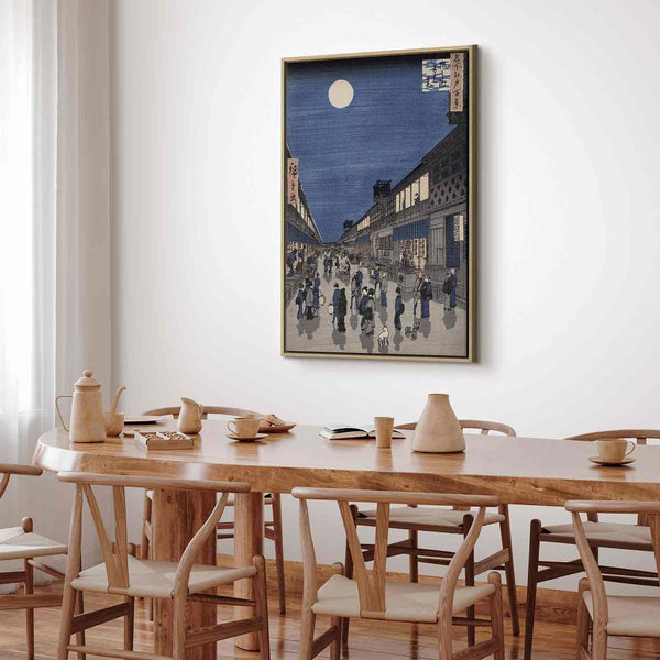 Quadro - Utagawa Hiroshige – Night time view of Saruwaka Street