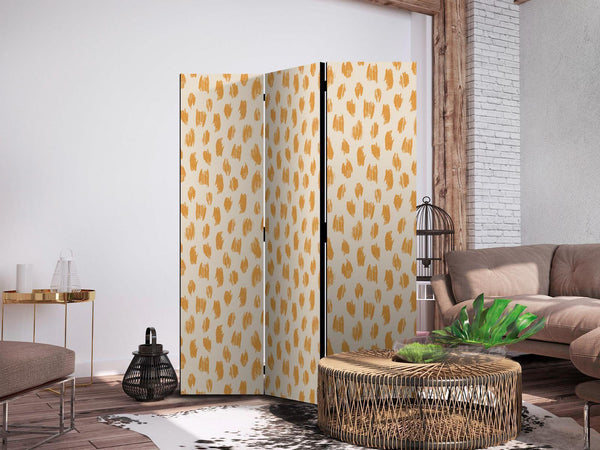 Paravento - Drawn Pattern in Spots and Dots in Shades of Orange and Ecru