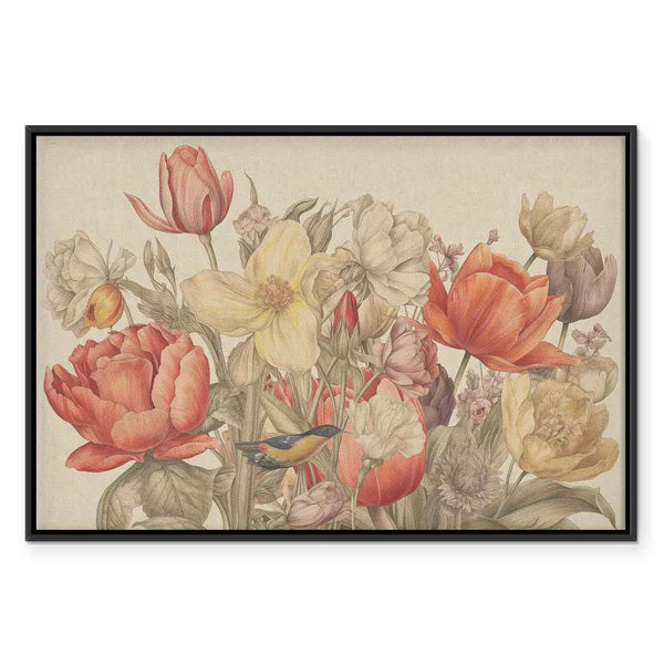 Quadro - Bouquet of flowers on a cream background