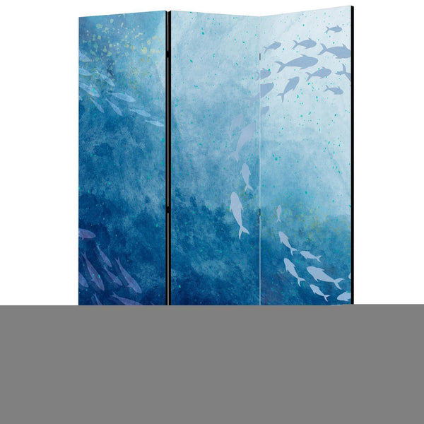 Paravento - Schools of Fish - Luminous Clusters of Fish in Blue Hues Amidst the Sea Depths