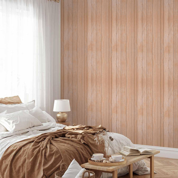 Tappezzeria murale - Light Wood - Vertical panels in a warm beige shade