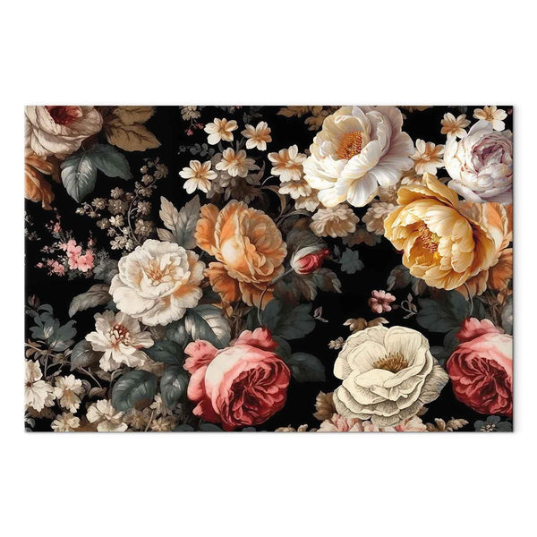 Quadro - Colourful flowers on a black background