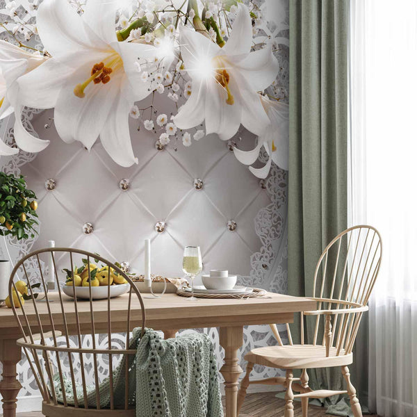 Carta da parati - Lilies and Quilted Background