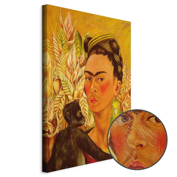Quadro - Frida Kahlo – Self-Portrait with Monkey and Parrot