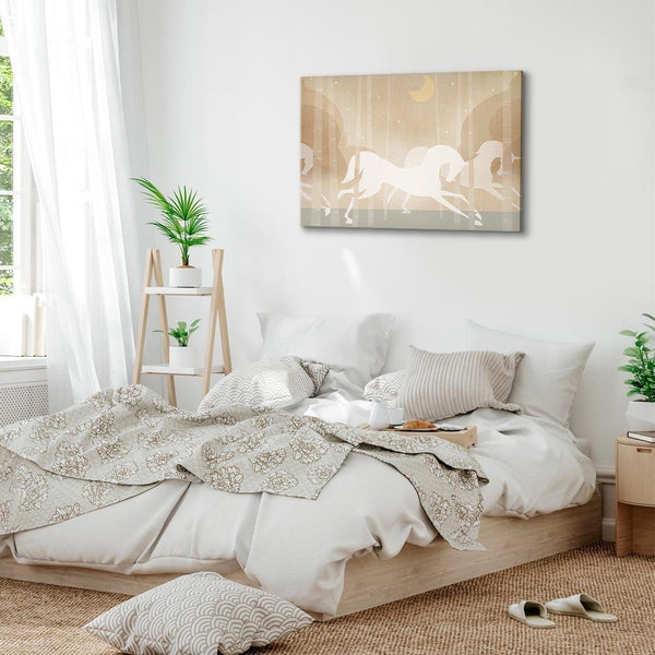 Quadro - Moon Horses - Horses Galloping Among Trees on a Starry Night