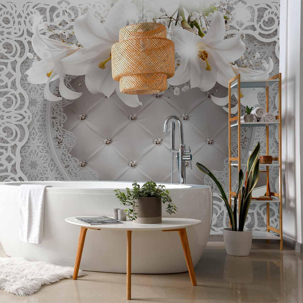 Carta da parati - Lilies and Quilted Background