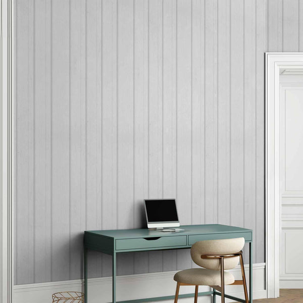 Tappezzeria murale - Vertical Lines - White background with a delicate wood pattern vertically