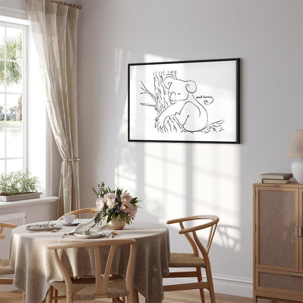 Quadro - Quiet Charm of Nature (1-part) - Sleeping Koala in Black and White