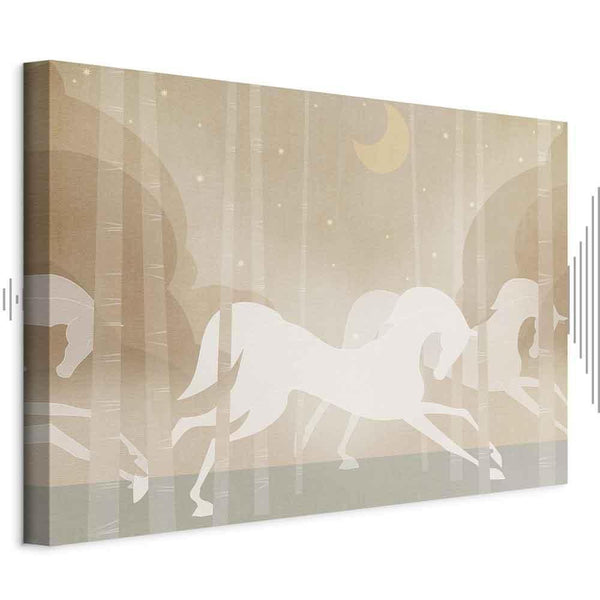 Quadro - Moon Horses - Horses Galloping Among Trees on a Starry Night