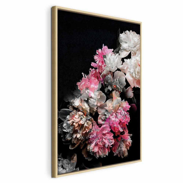 Quadro - Peony Charm (1-part) - Colorful Bouquet on Black Background