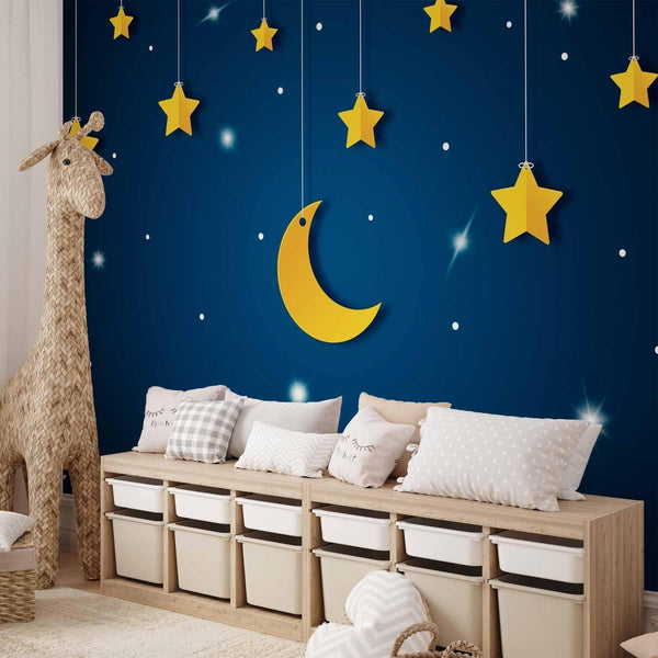 Carta da parati - Skyline - night sky landscape with stars and moon for children