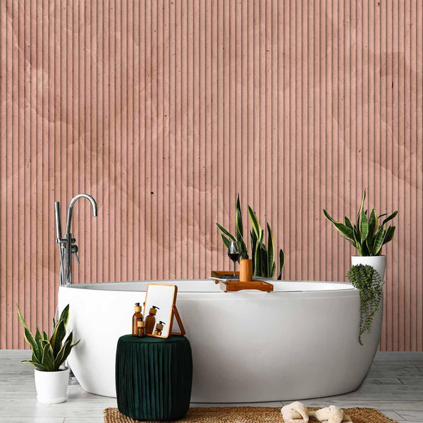 Carta da parati - Pink reed - solid background with textured vertical stripes with pattern