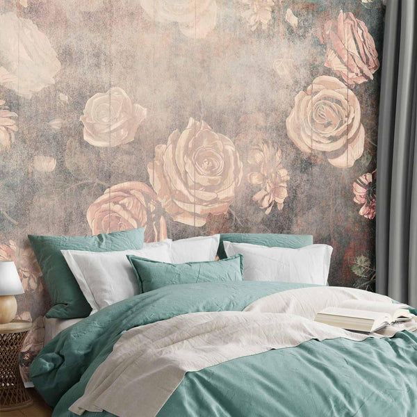Carta da parati - Misty nature - orange flowers on a non-uniformly textured background