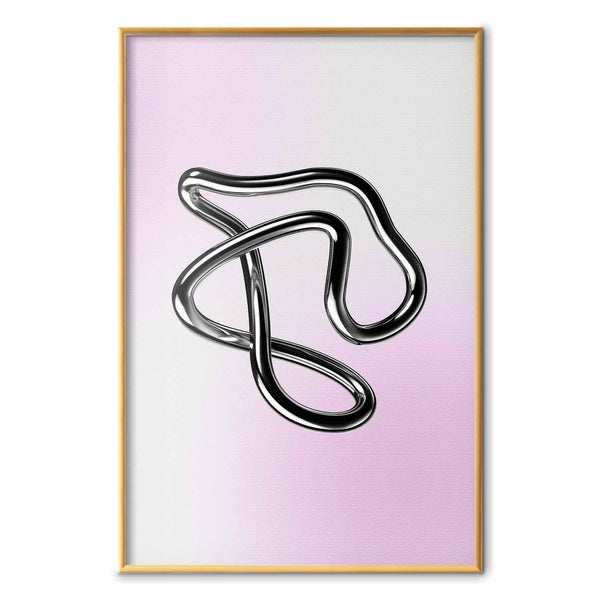 Poster - Silver Intricacies - fluid metallic figure on a gradient background
