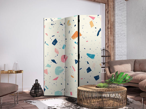 Paravento - Terrazzo with Multicolored - Large Elements - Cheerful Pattern on a Light Background