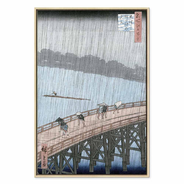 Quadro - Utagawa Hiroshige – Sudden Shower over Shin-Ohashi Bridge and Atake