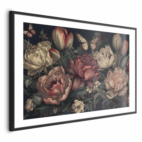 Poster - Flowers on a Turquoise Background