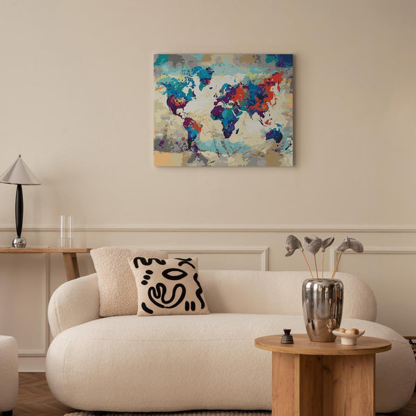 Quadro fai da te - World Map (Blue & Red)