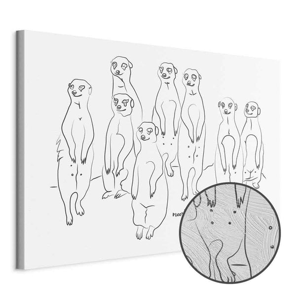 Quadro - Animal Patrol (1-part) - Meerkats on Black and White Background