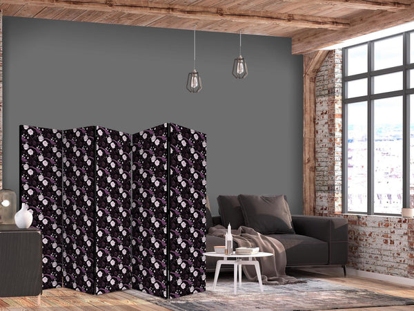 Paravento - Birds Among Flowers - Pheasants Surrounding Peonies - Purple