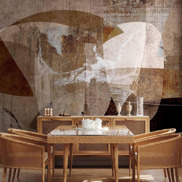 Carta da parati - Geometric abstraction with shapes - composition in brown colours