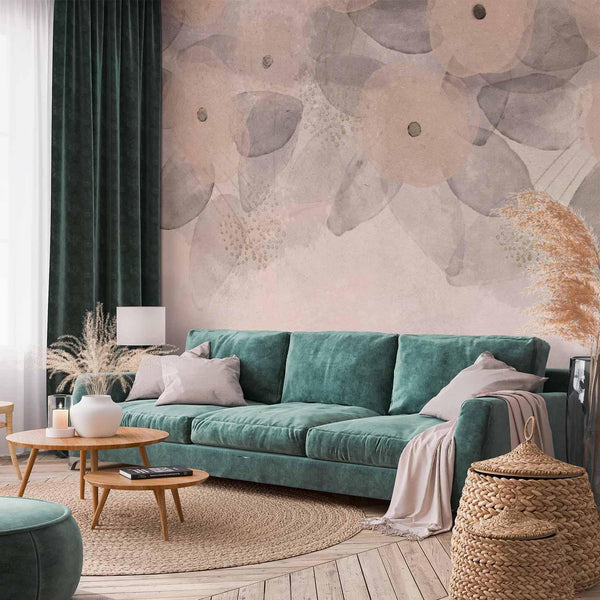 Carta da parati - Minimalist meadow - patterns on a delicate beige textured background