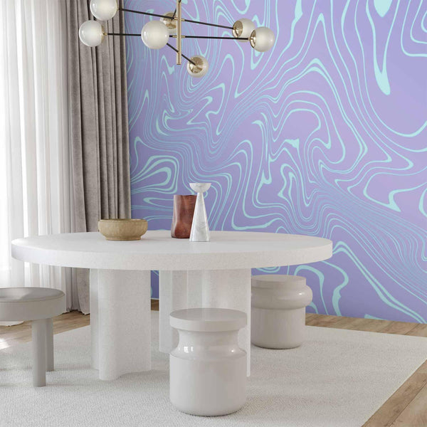 Carta da parati - Sea Abstraction - Intriguing Composition of Wavy Shapes in Shades of Blue