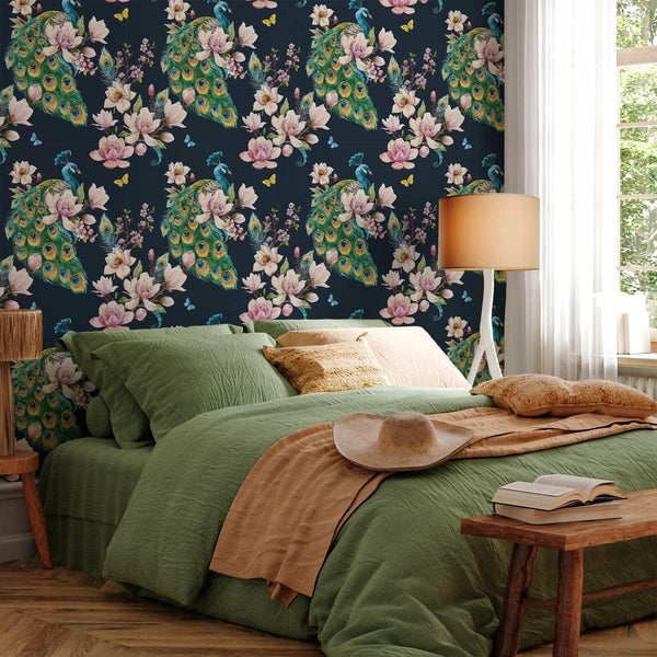 Tappezzeria murale - Magnolias and Peacocks