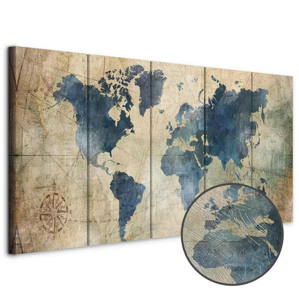 Quadro - Retro Map (5 Parts) Narrow