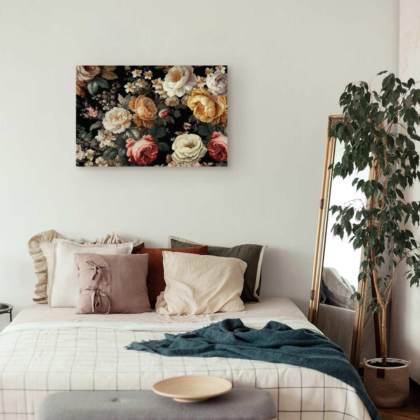 Quadro - Colourful flowers on a black background