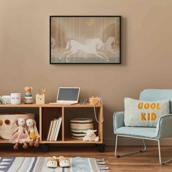 Quadro - Moon Horses - Horses Galloping Among Trees on a Starry Night