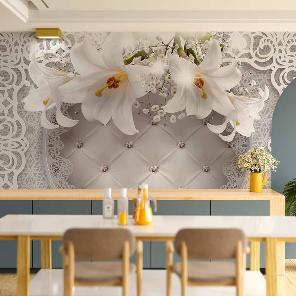 Carta da parati - Lilies and Quilted Background