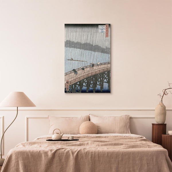 Quadro - Utagawa Hiroshige – Sudden Shower over Shin-Ohashi Bridge and Atake