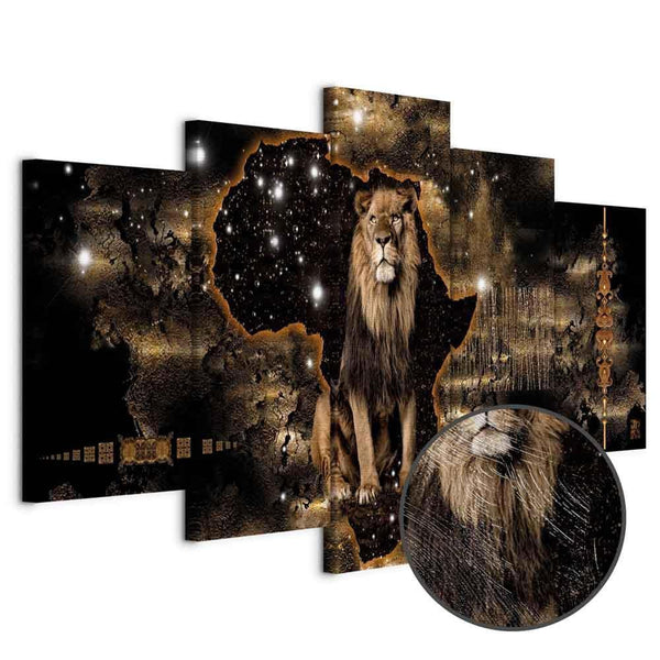 Quadro - Golden Lion (5 Parts) Wide