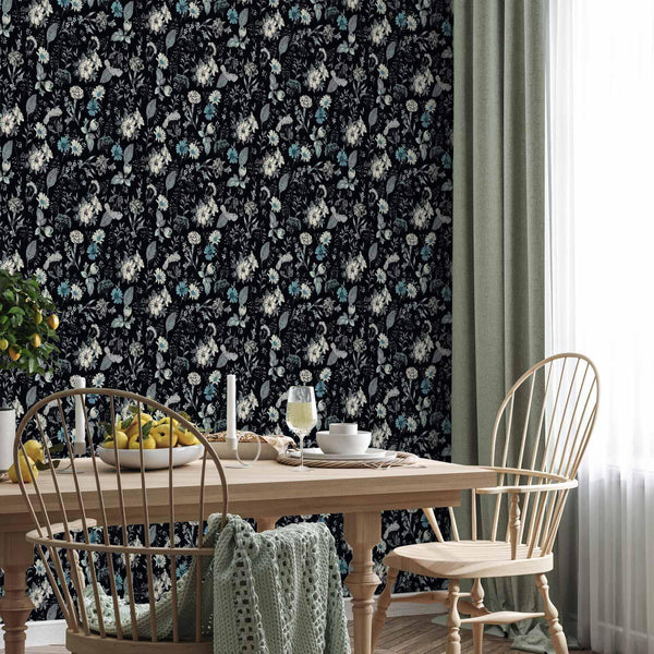 Tappezzeria murale - Fragrant flowers and herbs - blue