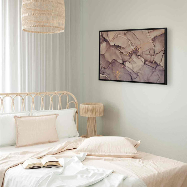 Quadro - Watercolour abstraction - powder pink marble with gold accents