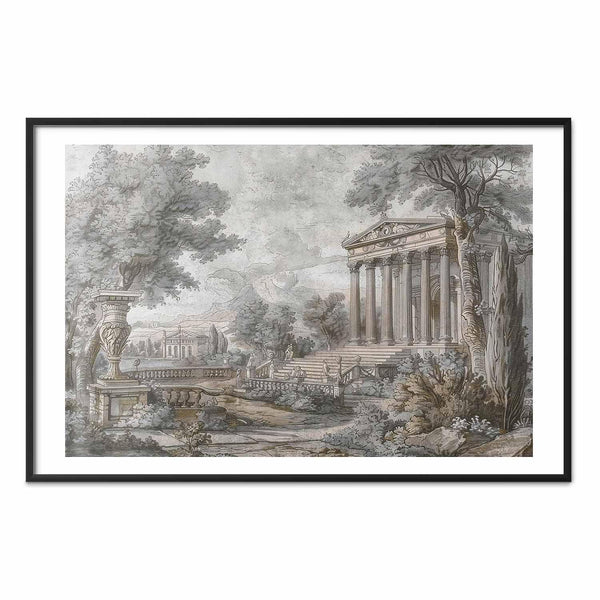 Poster - Temple on the Hill - Greek Architecture in Muted Tones