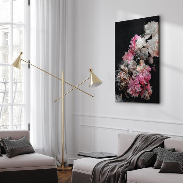Quadro - Peony Charm (1-part) - Colorful Bouquet on Black Background