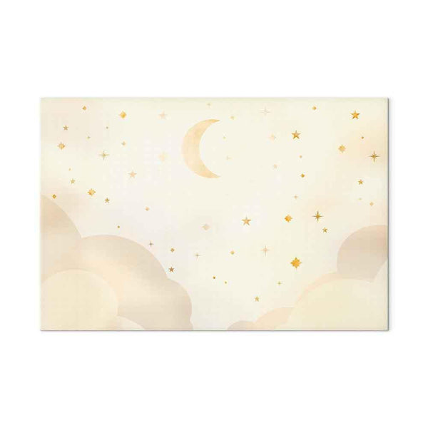 Quadro - Bright Night - Moon Accompanied by Many Stars on a Light Background