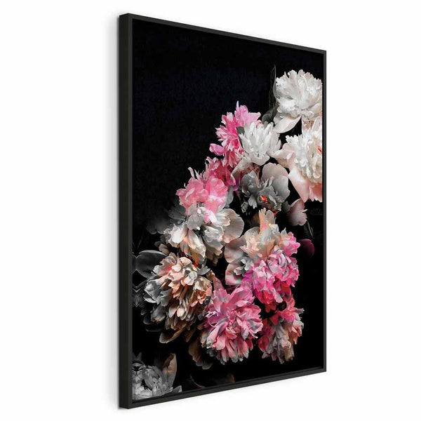 Quadro - Peony Charm (1-part) - Colorful Bouquet on Black Background