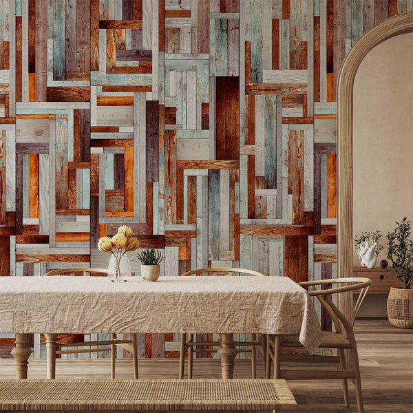 Carta da parati - Labirinto di tavole di legno