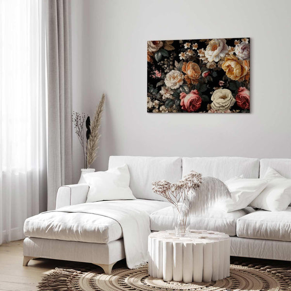 Quadro - Colourful flowers on a black background