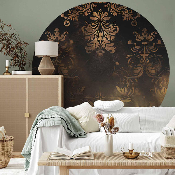 Carta da parati rotondi - Dark baroque patterns with gold accents