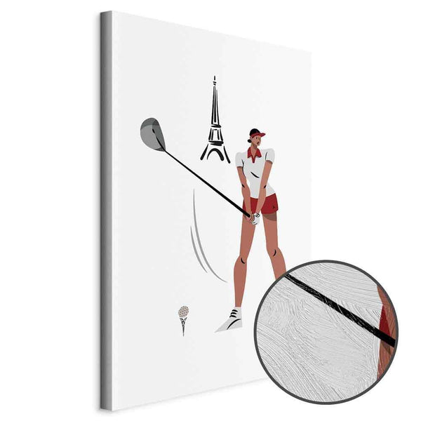 Quadro - Female Golfer With the Eiffel Tower in the Background - Illustration