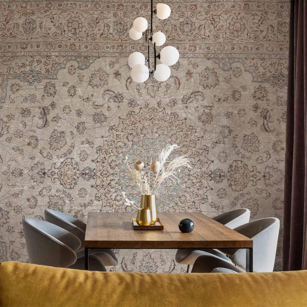 Carta da parati - Sand carpet - worn Persian carpet with rich decorative motifs