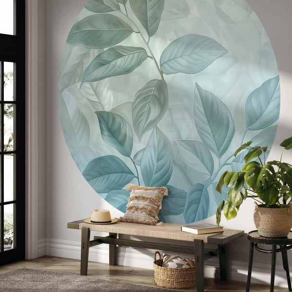Carta da parati rotonda - Mint leaves: large botanical motif
