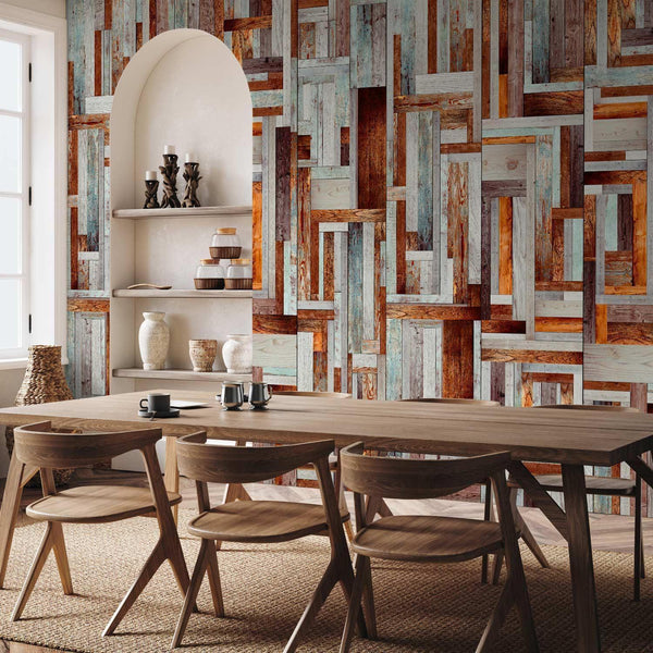 Carta da parati - Labirinto di tavole di legno