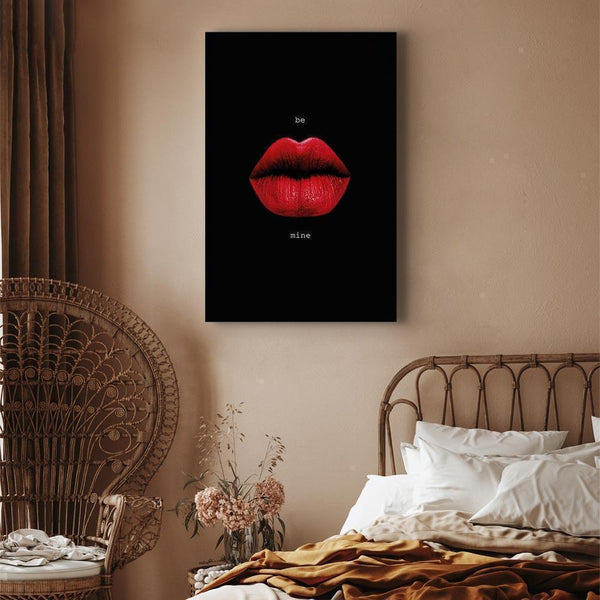 Quadro - Red Lips (1-part) - Black Background with English Text
