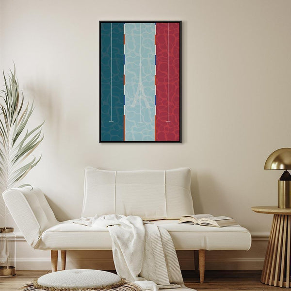 Quadro - Graphic Illustration of a Swimming Pool Against the Backdrop of the French Flag