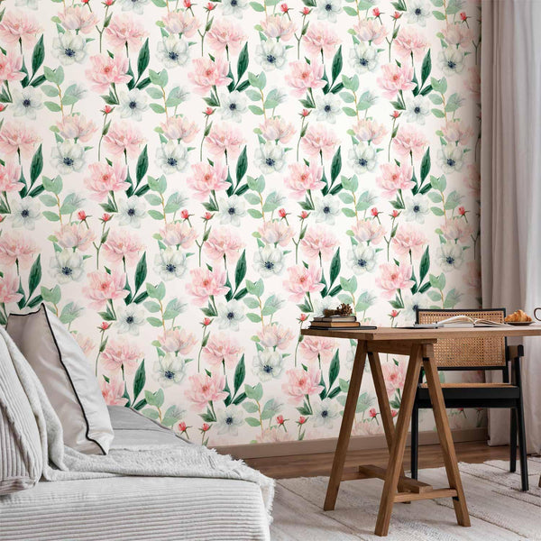 Tappezzeria murale - Peonies on white background